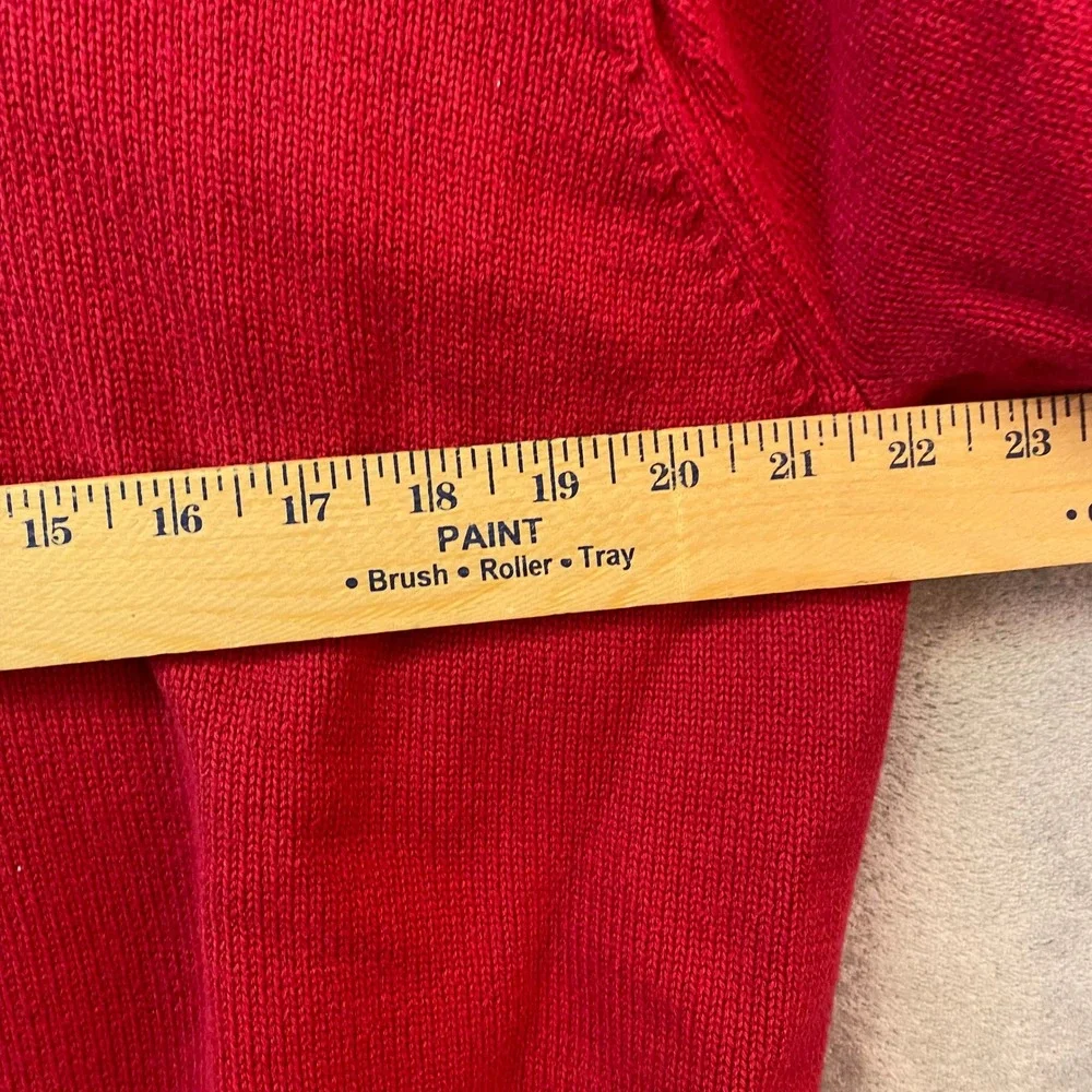 Izod Mens Quarter Zip Pullover Sweater Red Cotton Long Sleeve Size L